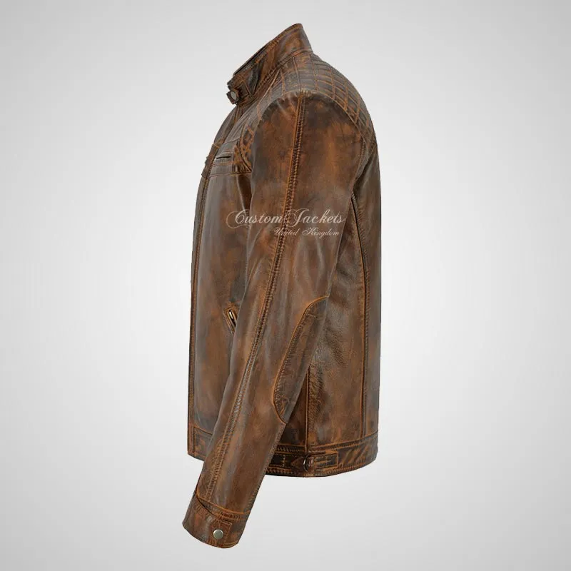 CONRAD Mens Leather Biker Jacket Real Leather Jacket